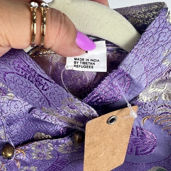 🩷 Kids, Tibetan Traditional Brocade Half Vest - Purple. Size: S. NWT - Picture 5 of 9